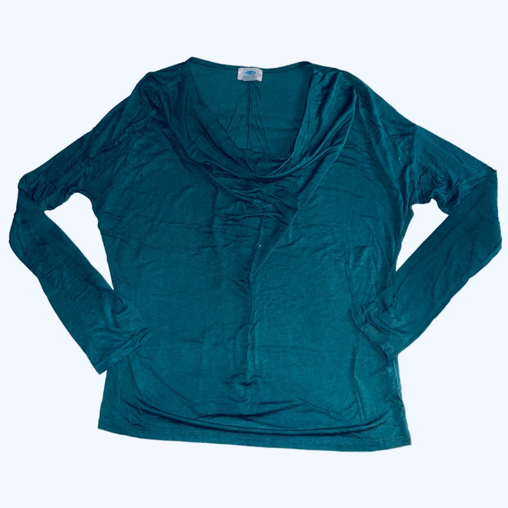 Old Navy Emerald Green Cowl Neck Knit Long Sleeve Sz L